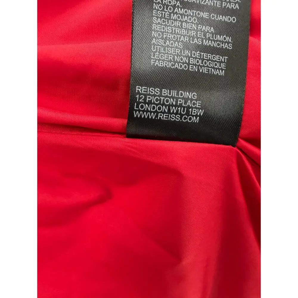 REISS Thea Short Puffer Jacket NEW Size S Red Quilted Hoodie $565 Coat Winter - Picture 16 of 16